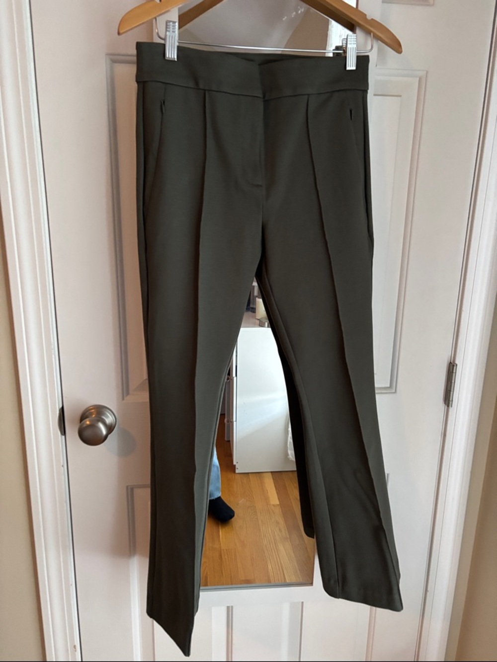 LOFT Versa  Olive Green high rise flare Ponte Dress Pants